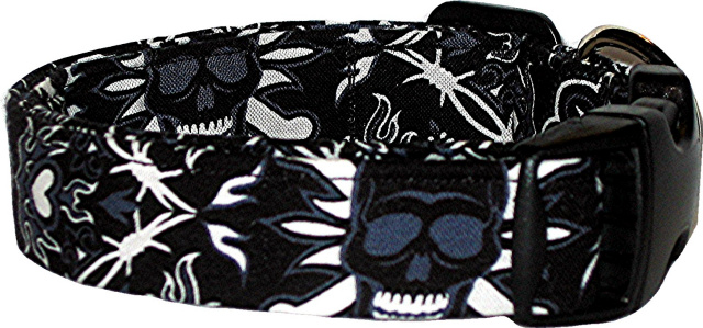 Black Bandana Skulls Handmade Dog Collar